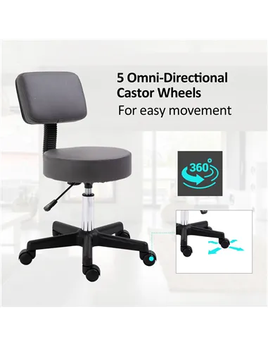 HOMCOM Beautician's Swivel Salon Chair w/ Padded Seat Back 5 Wheels Adjustable Height Salon Hairdressers Tattoo Spa Rolling Cush
