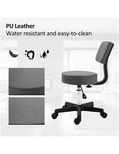 HOMCOM Beautician's Swivel Salon Chair w/ Padded Seat Back 5 Wheels Adjustable Height Salon Hairdressers Tattoo Spa Rolling Cush