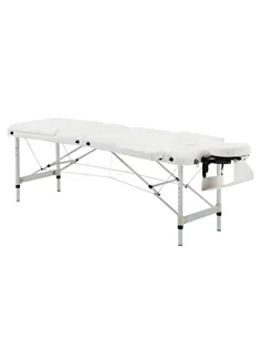 HOMCOM Foldable Massage Bed Portable Table, 3-Section Aluminium Foldable Beauty Couch, Professional Salon Spa Table with Headres