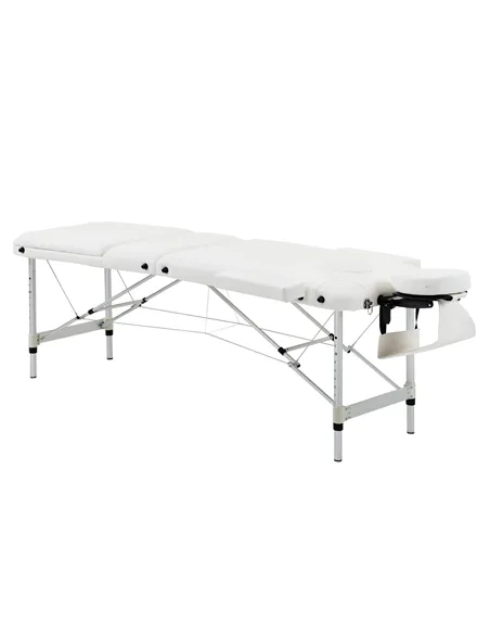 HOMCOM Foldable Massage Bed Portable Table, 3-Section Aluminium Foldable Beauty Couch, Professional Salon Spa Table with Headres