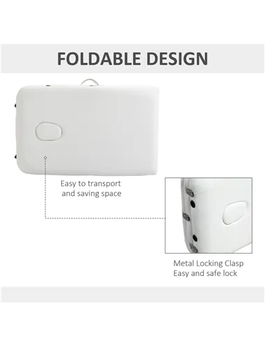 HOMCOM Foldable Massage Bed Portable Table, 3-Section Aluminium Foldable Beauty Couch, Professional Salon Spa Table with Headres