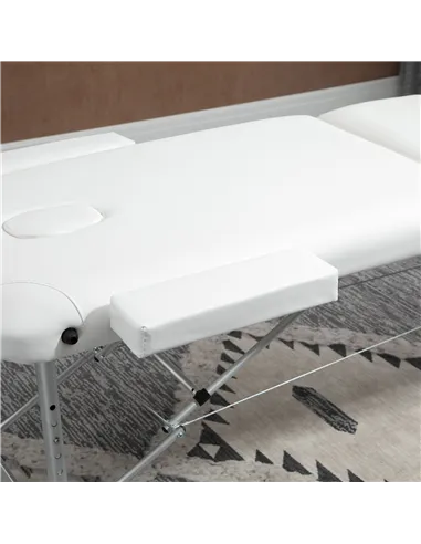 HOMCOM Foldable Massage Bed Portable Table, 3-Section Aluminium Foldable Beauty Couch, Professional Salon Spa Table with Headres