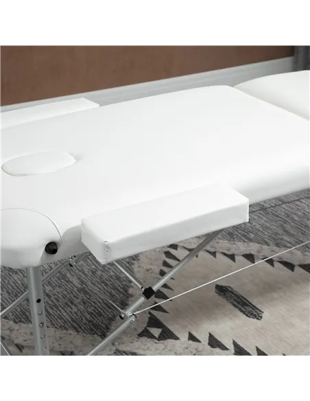 HOMCOM Foldable Massage Bed Portable Table, 3-Section Aluminium Foldable Beauty Couch, Professional Salon Spa Table with Headres