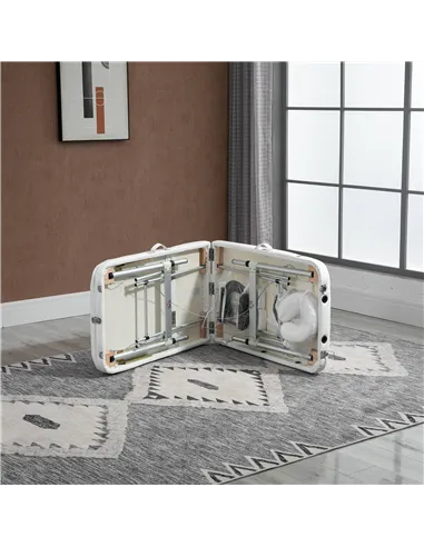 HOMCOM Foldable Massage Bed Portable Table, 3-Section Aluminium Foldable Beauty Couch, Professional Salon Spa Table with Headres