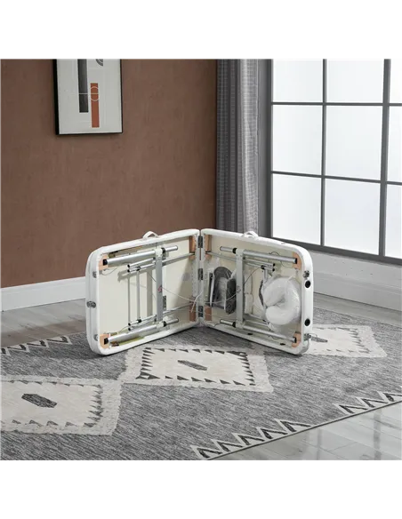 HOMCOM Foldable Massage Bed Portable Table, 3-Section Aluminium Foldable Beauty Couch, Professional Salon Spa Table with Headres