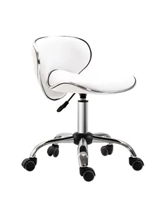 HOMCOM Adjustable Rolling Swivel Beauty Salon Chair, Stool for Spa, Technician - White