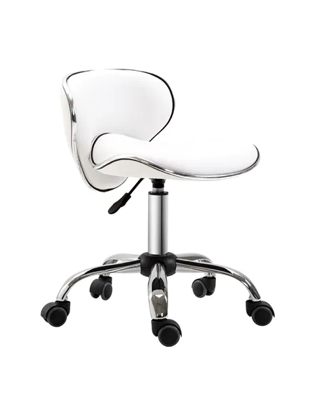 HOMCOM Adjustable Rolling Swivel Beauty Salon Chair, Stool for Spa, Technician - White