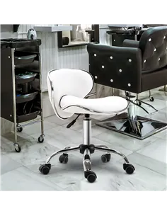 HOMCOM Adjustable Rolling Swivel Beauty Salon Chair, Stool for Spa, Technician - White 2
