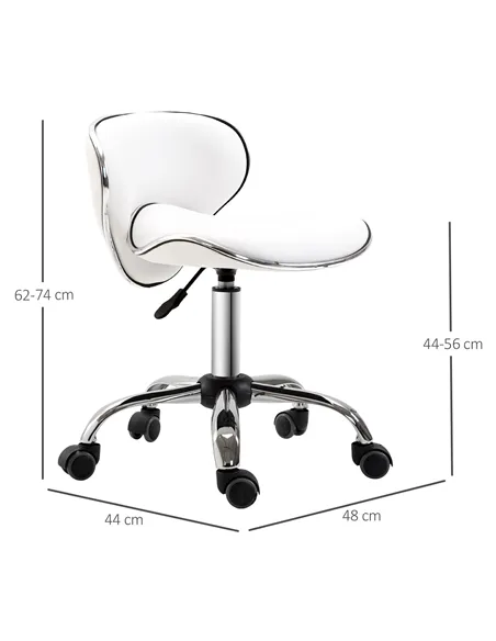 HOMCOM Adjustable Rolling Swivel Beauty Salon Chair, Stool for Spa, Technician - White