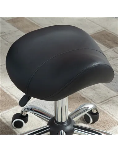 HOMCOM Cosmetic Stool 360° Rotate Height Adjustable Salon Massage Spa Chair Hydraulic Rolling Faux Leather Saddle Stool Mobility