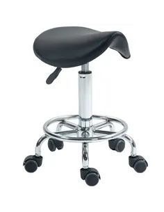 HOMCOM Salon Saddle Stool, Rolling Saddle Chair for Massage, Spa, Clinic, Beauty, Hairdressing and Tattoo, Black