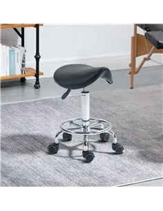 HOMCOM Salon Saddle Stool, Rolling Saddle Chair for Massage, Spa, Clinic, Beauty, Hairdressing and Tattoo, Black 2