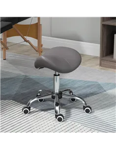 HOMCOM Cosmetic Stool 360° Rotate Height Adjustable Salon Massage Spa Chair Hydraulic Rolling Faux Leather Saddle Stool, Grey 2