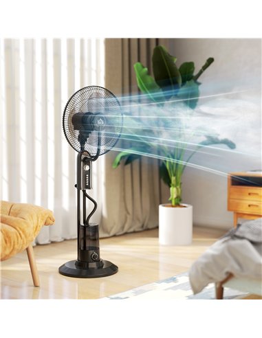 HOMCOM Pedestal Fan with Water Mist Spray, Spray Misting Fan with 70° Oscillation, Tilt Head, 4 Speeds, 3 Modes, Adjustable Mist