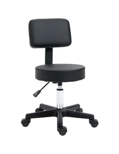 HOMCOM Swivel Salon Chair w/ Padded Seat Back 5 Wheels Adjustable Height Salon Hairdressers Tattoo Spa Rolling Black