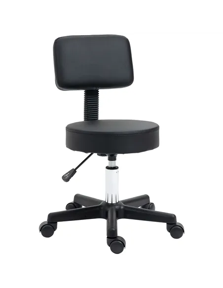 HOMCOM Swivel Salon Chair w/ Padded Seat Back 5 Wheels Adjustable Height Salon Hairdressers Tattoo Spa Rolling Black