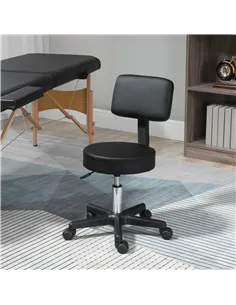 HOMCOM Swivel Salon Chair w/ Padded Seat Back 5 Wheels Adjustable Height Salon Hairdressers Tattoo Spa Rolling Black 2