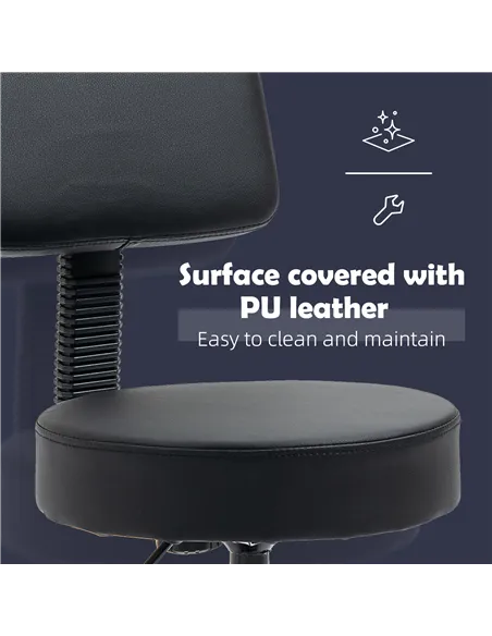 HOMCOM Swivel Salon Chair w/ Padded Seat Back 5 Wheels Adjustable Height Salon Hairdressers Tattoo Spa Rolling Black