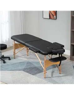 HOMCOM Portable Massage Bed, Folding Spa Beauty Massage Table with 2 Sections, Carry Bag and Wooden Frame, Black 2