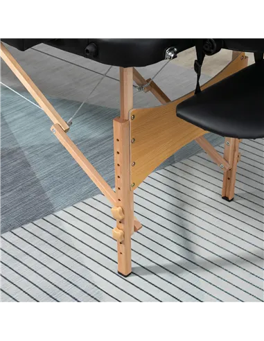 HOMCOM Portable Massage Bed, Folding Spa Beauty Massage Table with 2 Sections, Carry Bag and Wooden Frame, Black