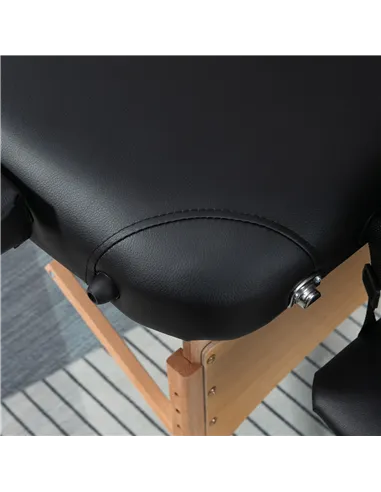 HOMCOM Portable Massage Bed, Folding Spa Beauty Massage Table with 2 Sections, Carry Bag and Wooden Frame, Black