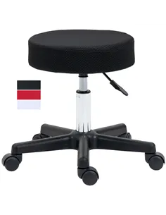 HOMCOM Hydraulic Swivel Salon Spa Stool Height Adjustable Facial Massage Tattoo with 3 Changeable Seat Covers, Black