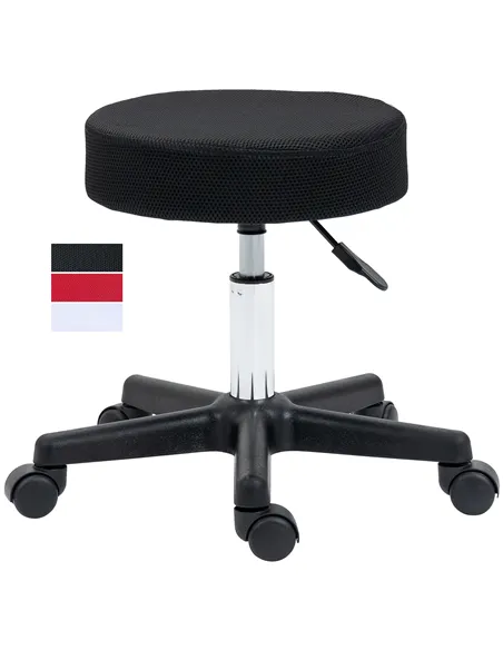 HOMCOM Hydraulic Swivel Salon Spa Stool Height Adjustable Facial Massage Tattoo with 3 Changeable Seat Covers, Black