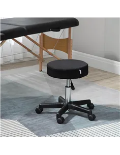 HOMCOM Hydraulic Swivel Salon Spa Stool Height Adjustable Facial Massage Tattoo with 3 Changeable Seat Covers, Black 2