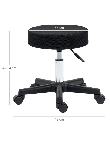 HOMCOM Hydraulic Swivel Salon Spa Stool Height Adjustable Facial Massage Tattoo with 3 Changeable Seat Covers, Black