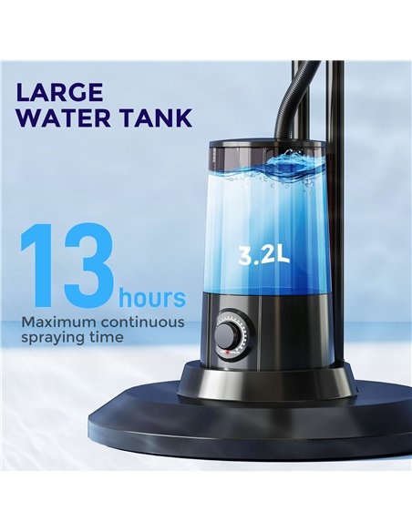 HOMCOM Pedestal Fan with Water Mist Spray, Spray Misting Fan with 70° Oscillation, Tilt Head, 4 Speeds, 3 Modes, Adjustable Mist