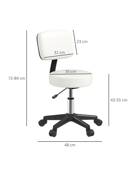 HOMCOM Beautician's Swivel Salon Chair w/ Padded Seat Back 5 Wheels Adjustable Height Salon Hairdressers Tattoo Spa Rolling Cush