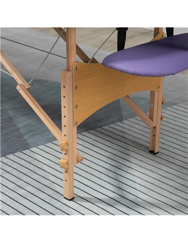 HOMCOM Portable Massage Bed, Folding Spa Beauty Massage Table with 2 Sections, Carry Bag and Wooden Frame, Purple