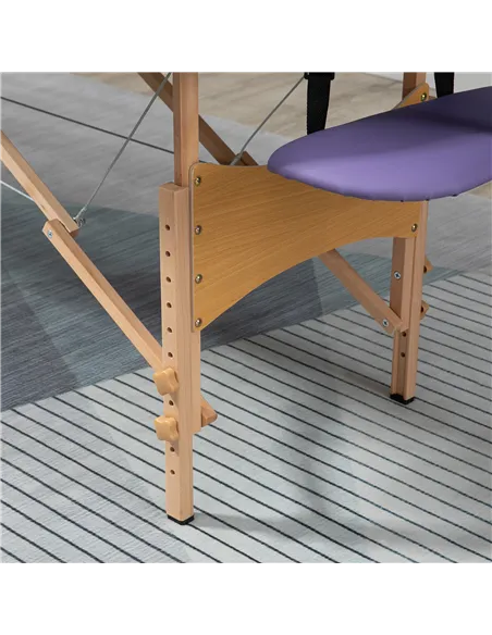HOMCOM Portable Massage Bed, Folding Spa Beauty Massage Table with 2 Sections, Carry Bag and Wooden Frame, Purple