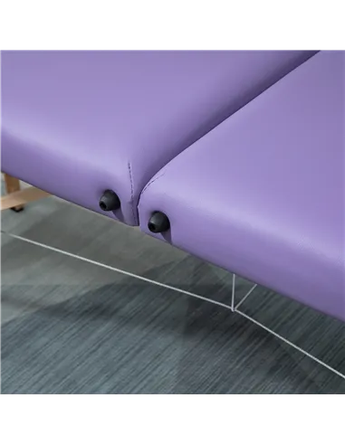 HOMCOM Portable Massage Bed, Folding Spa Beauty Massage Table with 2 Sections, Carry Bag and Wooden Frame, Purple