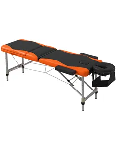 HOMCOM Foldable Massage Bed Portable Table, 3-Section Aluminium Foldable Beauty Couch, Professional Salon Spa Table with Headres