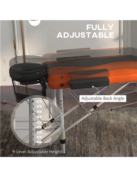 HOMCOM Foldable Massage Bed Portable Table, 3-Section Aluminium Foldable Beauty Couch, Professional Salon Spa Table with Headres