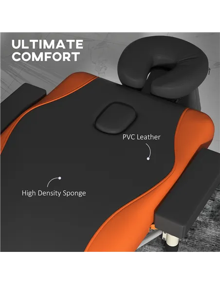HOMCOM Foldable Massage Bed Portable Table, 3-Section Aluminium Foldable Beauty Couch, Professional Salon Spa Table with Headres