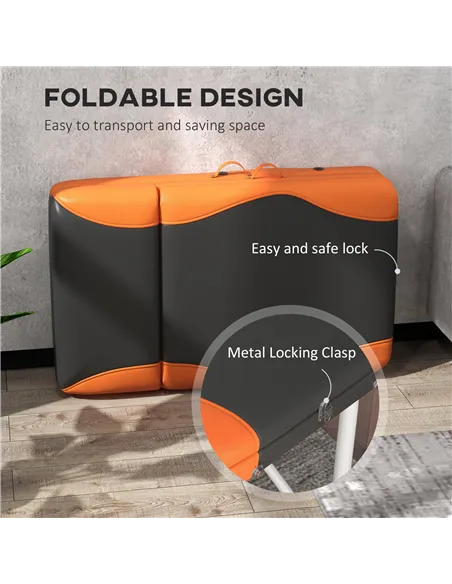 HOMCOM Foldable Massage Bed Portable Table, 3-Section Aluminium Foldable Beauty Couch, Professional Salon Spa Table with Headres
