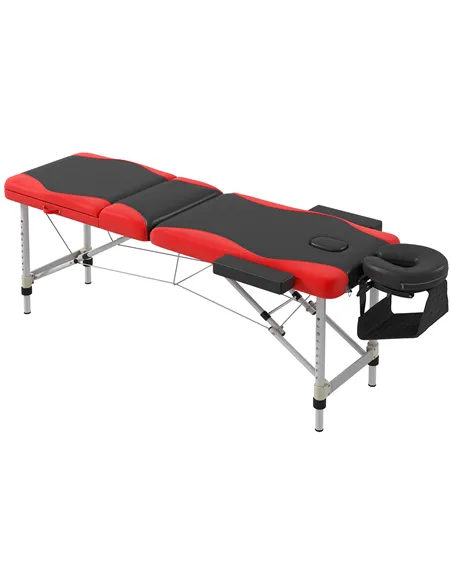 HOMCOM Foldable Massage Bed Portable Table, 3-Section Aluminium Foldable Beauty Couch, Professional Salon Spa Table with Headres