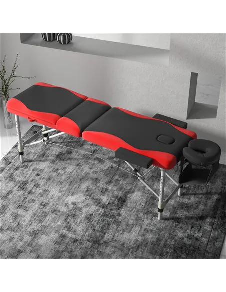 HOMCOM Foldable Massage Bed Portable Table, 3-Section Aluminium Foldable Beauty Couch, Professional Salon Spa Table with Headres