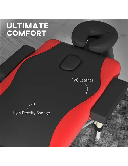 HOMCOM Foldable Massage Bed Portable Table, 3-Section Aluminium Foldable Beauty Couch, Professional Salon Spa Table with Headres