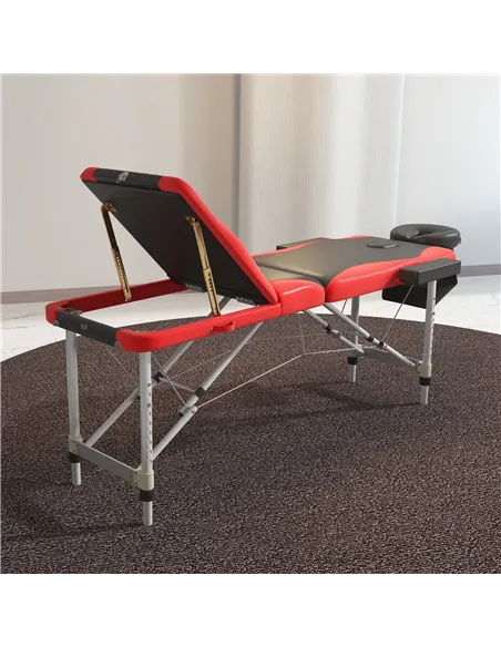 HOMCOM Foldable Massage Bed Portable Table, 3-Section Aluminium Foldable Beauty Couch, Professional Salon Spa Table with Headres