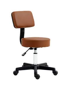 HOMCOM Beautician's Swivel Salon Chair w/ Padded Seat Back 5 Wheels Adjustable Height Salon Hairdressers Tattoo Spa Rolling Cush