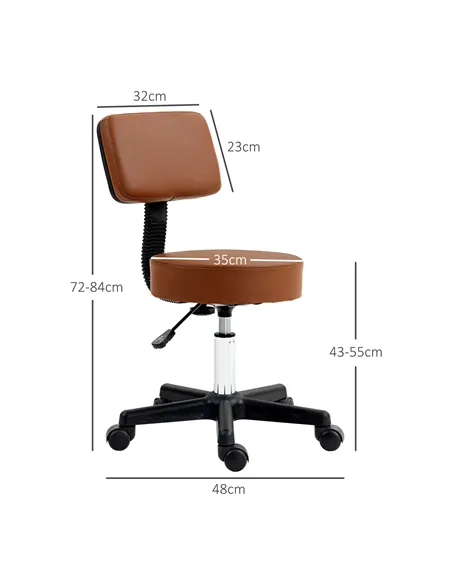 HOMCOM Beautician's Swivel Salon Chair w/ Padded Seat Back 5 Wheels Adjustable Height Salon Hairdressers Tattoo Spa Rolling Cush