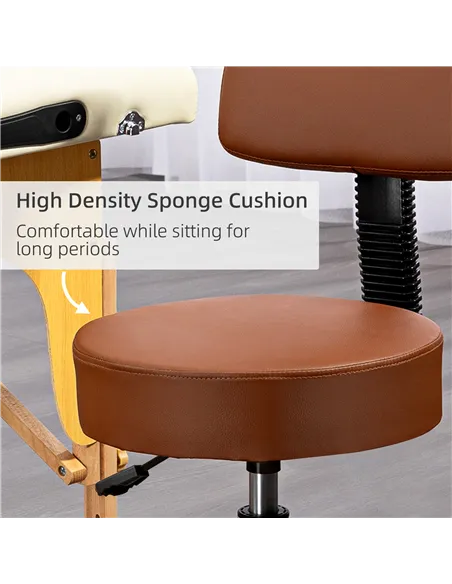 HOMCOM Beautician's Swivel Salon Chair w/ Padded Seat Back 5 Wheels Adjustable Height Salon Hairdressers Tattoo Spa Rolling Cush