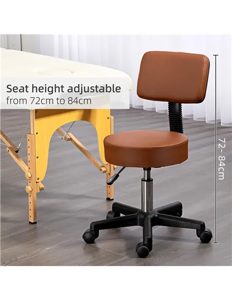 HOMCOM Beautician's Swivel Salon Chair w/ Padded Seat Back 5 Wheels Adjustable Height Salon Hairdressers Tattoo Spa Rolling Cush