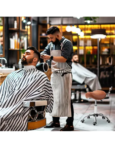 HOMCOM Saddle Stool, Height Adjustable Salon Chair for Massage Spa, Faux Leather, Brown