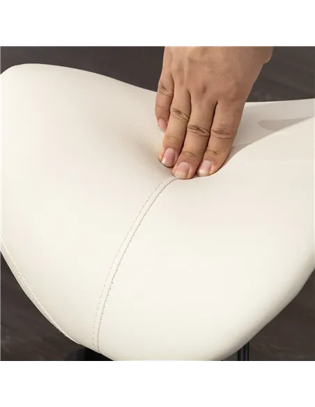 HOMCOM Saddle Stool, PU Leather Adjustable Rolling Salon Chair with Steel Frame for Massage, Spa, Beauty and Tattoo, White