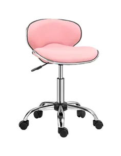 HOMCOM Adjustable Rolling Swivel Beauty Salon Chair, Stool for Spa, Pink