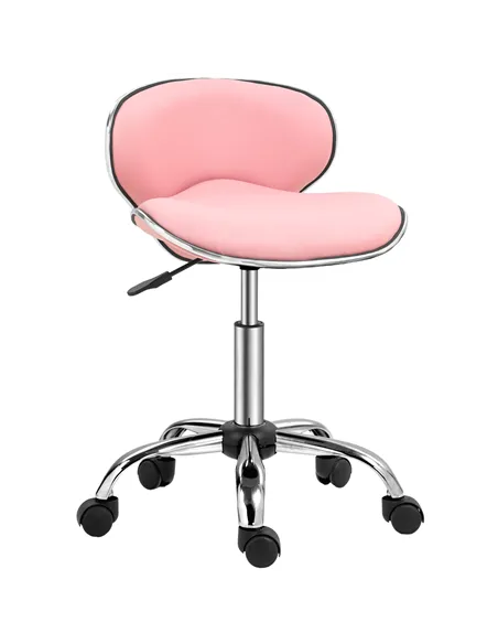 HOMCOM Adjustable Rolling Swivel Beauty Salon Chair, Stool for Spa, Pink